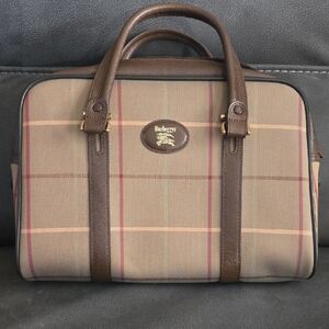 Burberry Brown and Tan Plaid Satchel